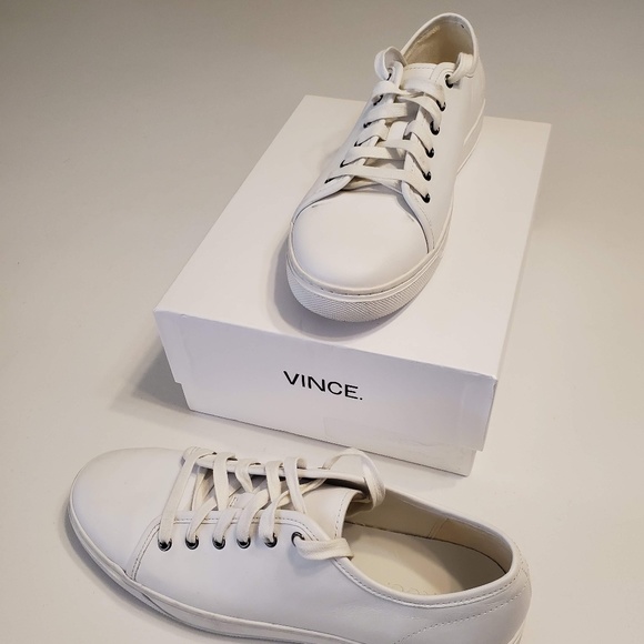 Vince White Laceup Leather Sneaker Size 